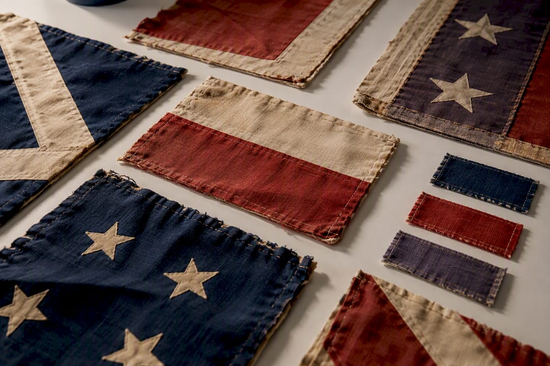 Illustration of varied Civil War flag fragments