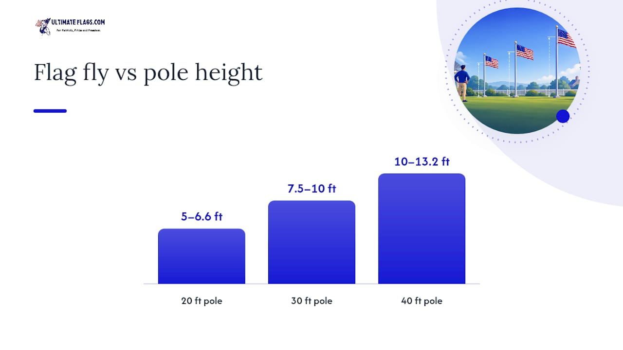 Diagram showing flag size to pole height ratio