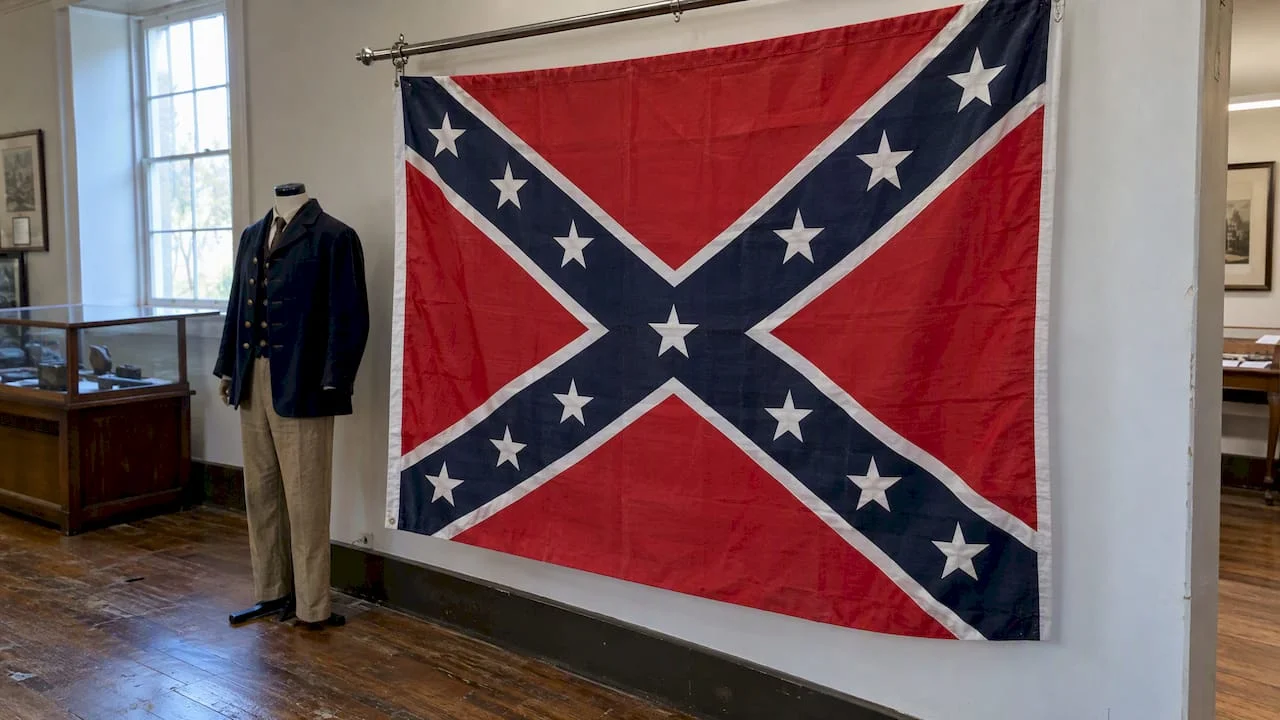 Buyer inspecting a 13-star Southern Cross flag