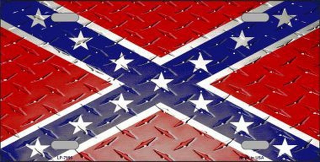 Rebel / Confederate Flag Diamond Plate License Plate / Auto Tag