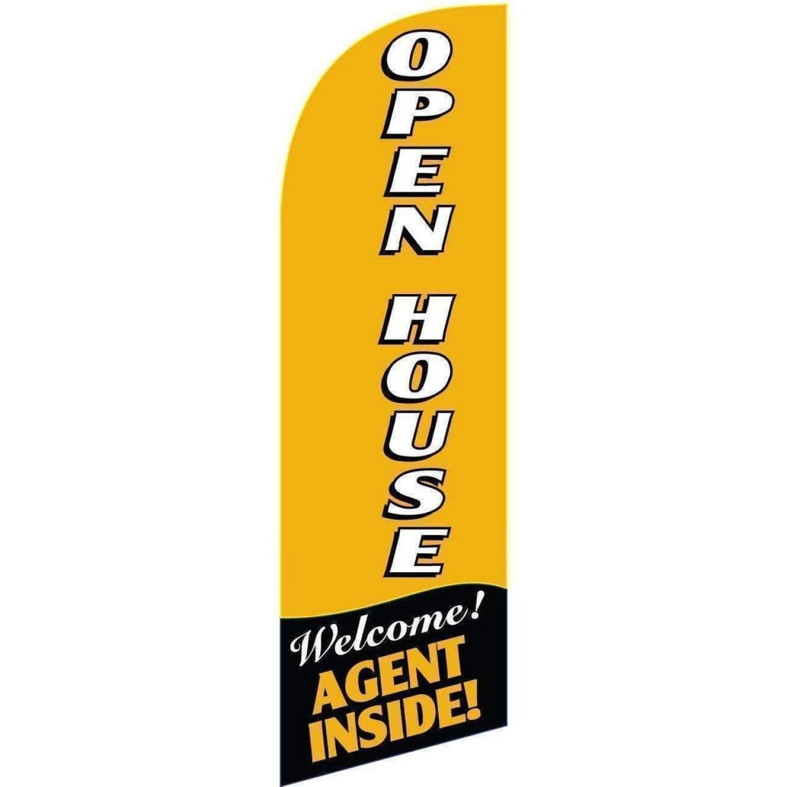 Gold Open House Vertical Real Estate Flag Set w/Pole + Spike Ultimate