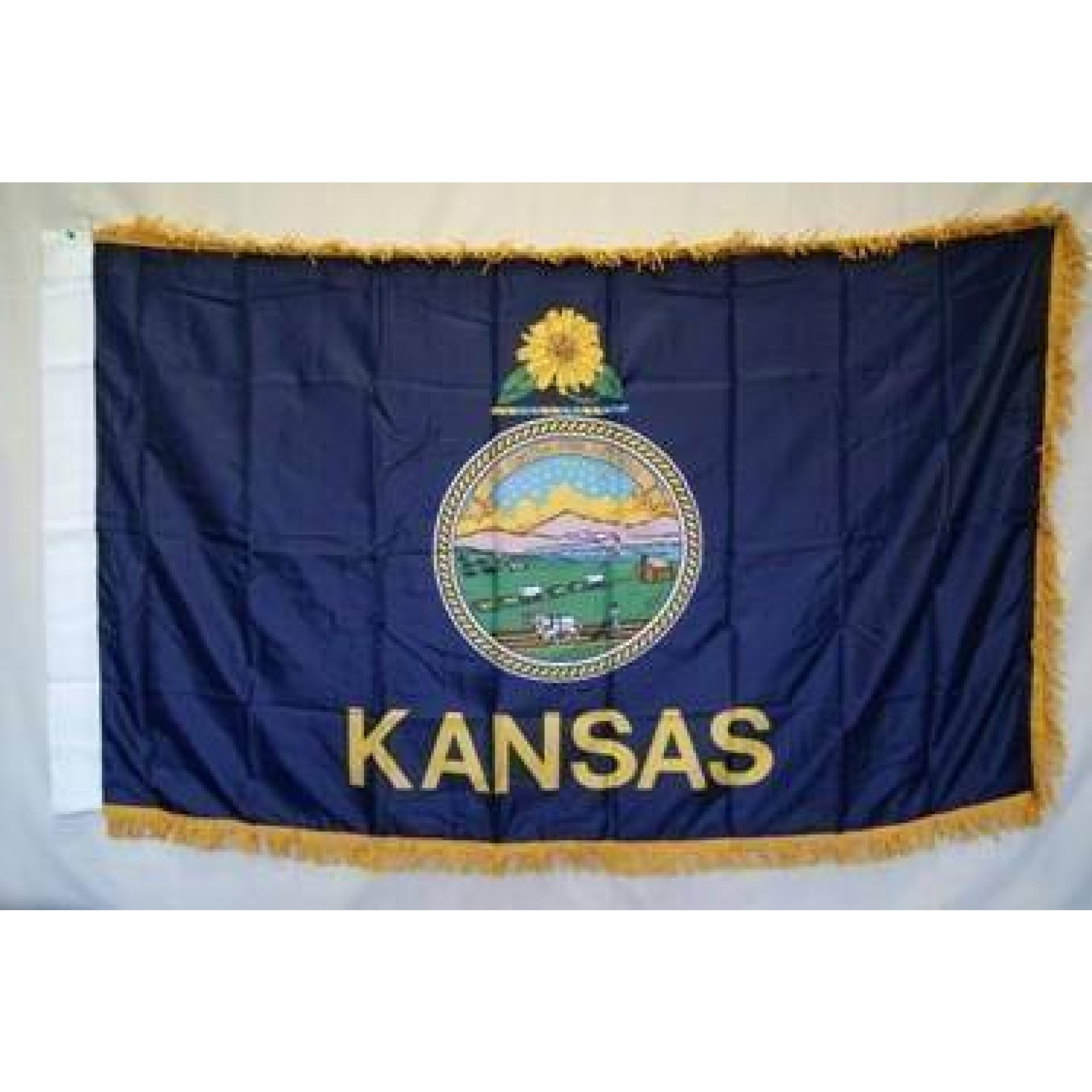 Kansas Nylon Printed Flag 3 x 5 ft. with Fringes