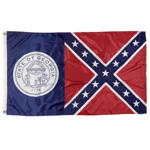 Buy Old Georgia 1956 flag 3x5 ft nylon embroidered — Georgia state flag with Rebel battle canton by UltimateFlags.com