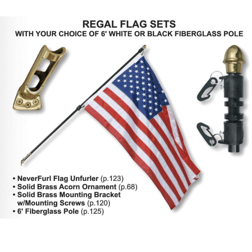 Regal Outdoor Fiberglass Flag Mounting Kit with Solid Brass Mounting