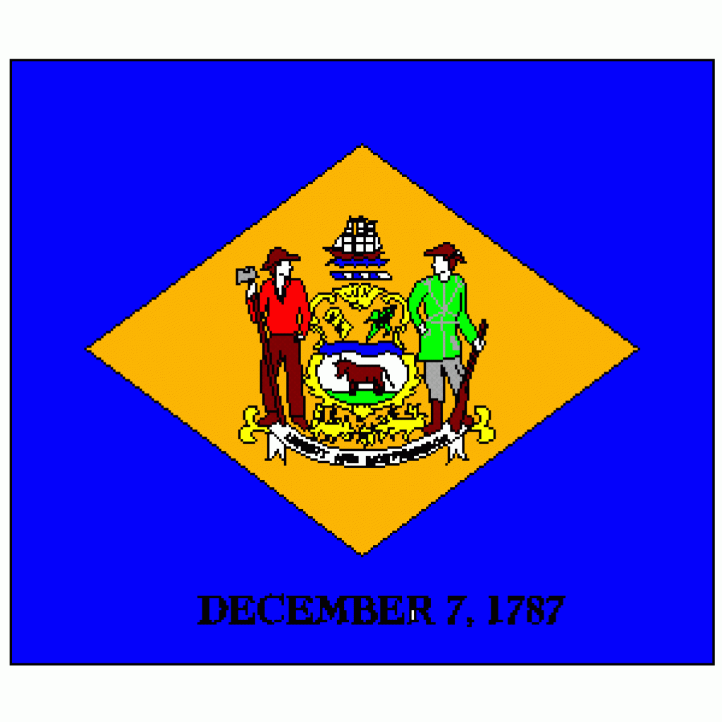 State of Delaware Flag 12 x 18 inch on Stick