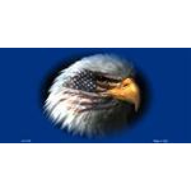 American Flag w/Eagle Blue Background License Plate
