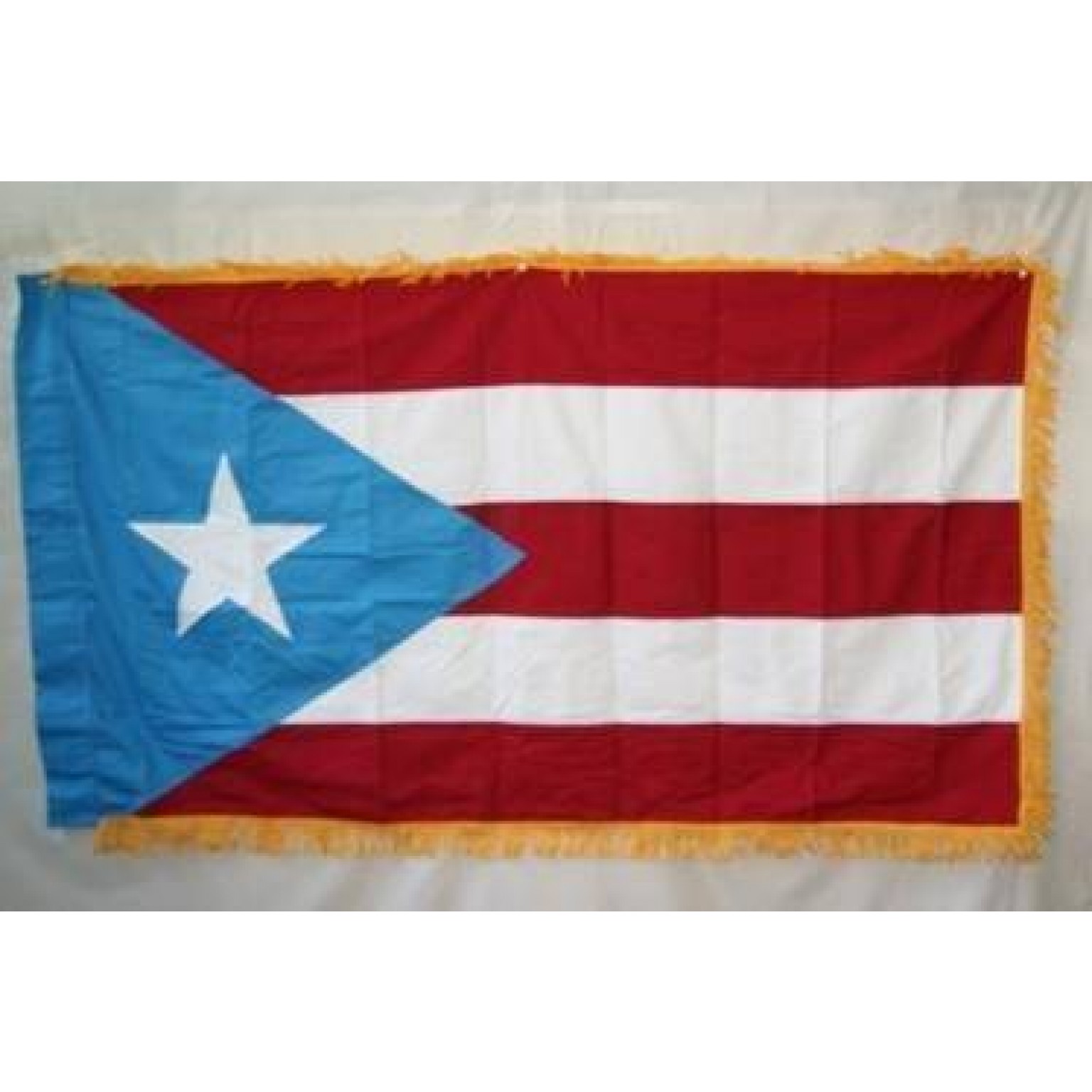 Light Blue Puerto Rico with Fringes Cotton Flag 3 x 5 ft. Ultimate Flags